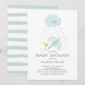 Invitation Baby shower à parapluie doux aux oiseaux Invitatio (Devant / Derrière)