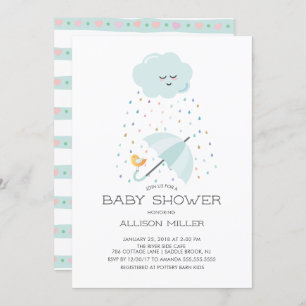 Invitation Baby shower à parapluie doux aux oiseaux Invitatio