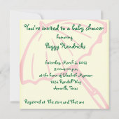 Invitation Baby shower à parapluie rose et vert (Dos)