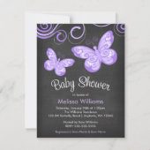 Invitation Baby shower à permules de papillon pourpre Chalkbo (Devant)