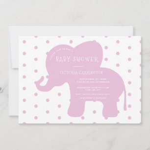 Invitation Baby shower À petits pois d'éléphant rose mignon