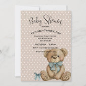 Invitation Baby shower À petits pois Teddy Bear (Devant)