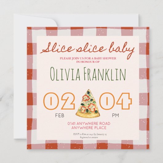 Invitation baby shower à pizza (Devant)