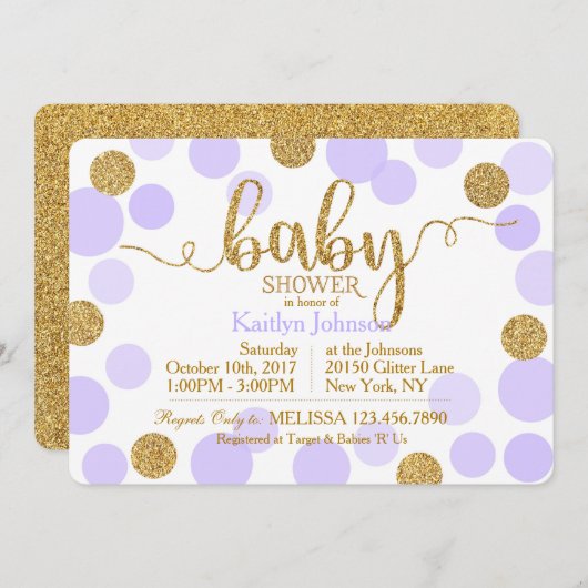 Invitation Baby shower à pointes écartées de la Parties scint (Devant / Derrière)