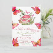 Invitation Baby shower à pointillé à papillon chic aux champi (Debout devant)