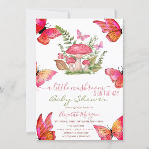 Invitation Baby shower à pointillé à papillon chic aux champi