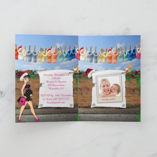 Invitation Baby shower à points de Noël Polke (Intérieur)