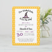 Invitation Baby shower à points orange de la ville de Wicked (Debout devant)