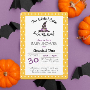 Invitation Baby shower à points orange de la ville de Wicked