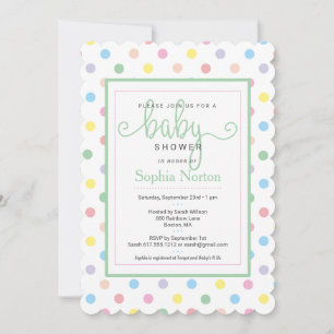 Invitation Baby Shower à Points Pastels Doux
