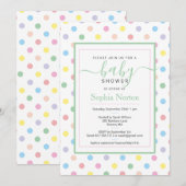 Invitation Baby Shower à Points Pastels Doux (Devant / Derrière)