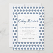 Invitation Baby shower à points Polka Bleu (Devant)