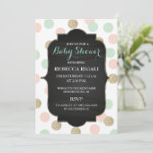 Invitation Baby shower à points polka ~ Neutre selon le sexe (Debout devant)