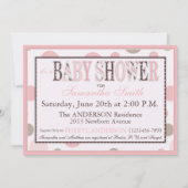 Invitation Baby shower À POINTS ROSES DE FILLES DOUCES (Dos)