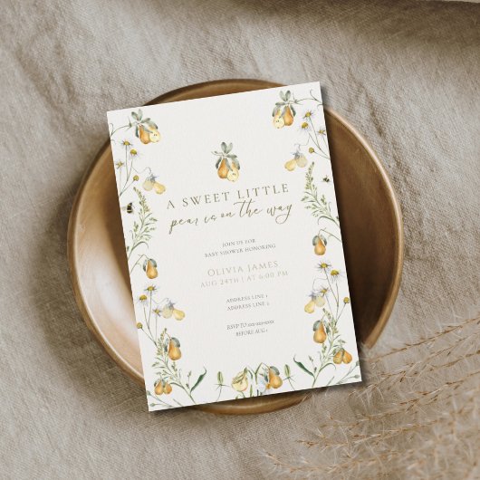 Invitation Baby shower à poires florales
