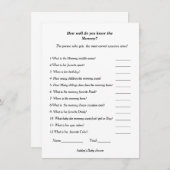 Invitation Baby shower À quel point connaissez-vous la future (Devant / Derrière)