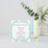 Invitation Baby shower à rayures bleues (Debout devant)