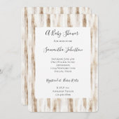 Invitation Baby shower à rayures Brown à la crème chic (Devant / Derrière)