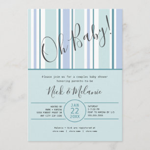 Invitation Baby shower à rayures moderne avec tombole