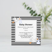 Invitation Baby shower à rayures noir et blanc (Debout devant)