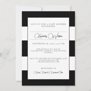 Invitation Baby shower à rayures noires