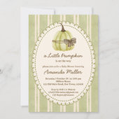 Invitation Baby shower à rayures rétro petit citrouille (Devant)