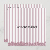 Invitation Baby shower à rayures roses (Devant / Derrière)