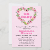 Invitation Baby shower à ressorts de fleurs rose-rose (Devant)