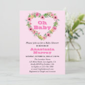 Invitation Baby shower à ressorts de fleurs rose-rose (Debout devant)