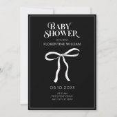 Invitation Baby shower à ruban à arc noir (Devant)