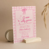 Invitation Baby shower à ruban pour fille rose soie oie rose