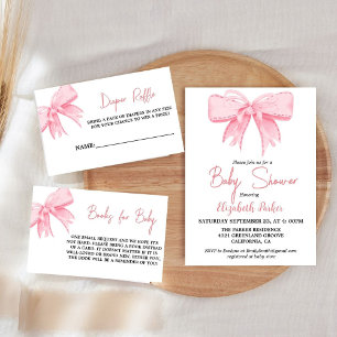Invitation Baby shower à ruban rose Bow Girl