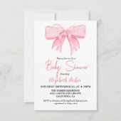 Invitation Baby shower à ruban rose Bow Girl (Devant)