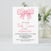 Invitation Baby shower à ruban rose Bow Girl (Debout devant)