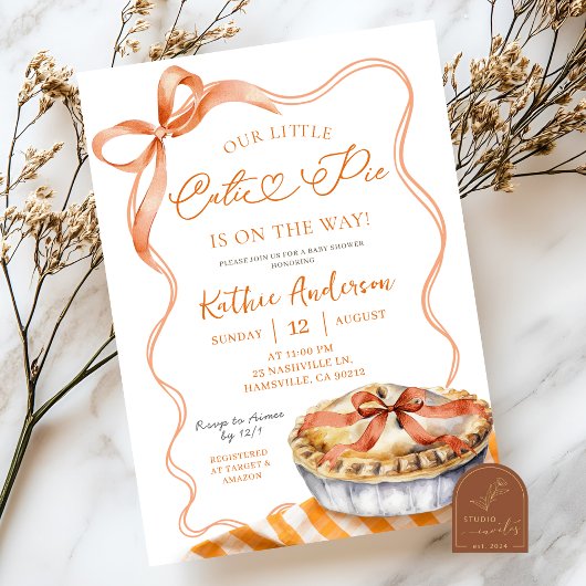 Invitation Baby shower à tarte à croûte orange