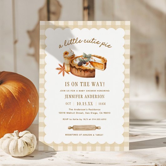 Invitation Baby shower à tarte Citrouille Little Cutie Fall