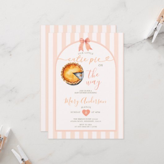 Invitation Baby shower à tarte Cutie (Devant/Arrière en situation)