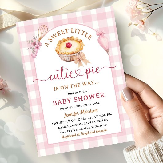 Invitation Baby shower à tarte rose