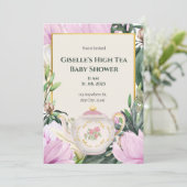 Invitation Baby shower à thé du jardin (Debout devant)