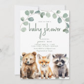 Invitation Baby shower à thème avec animaux (Devant)