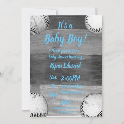 Invitation Baby shower à thème Baby Boy Baseball (Devant)