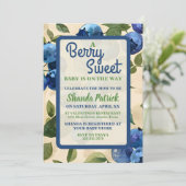 Invitation Baby shower à thème Berry Sweet Blueberry (Debout devant)