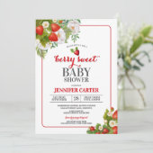 Invitation Baby shower à thème Berry Sweet Strawberry (Debout devant)