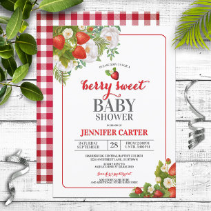 Invitation Baby shower à thème Berry Sweet Strawberry