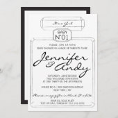 Invitation BABY SHOWER à thème Black & White Paris (Devant / Derrière)