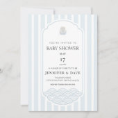 Invitation Baby shower à thème bleu moderne (Devant)