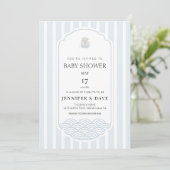 Invitation Baby shower à thème bleu moderne (Debout devant)