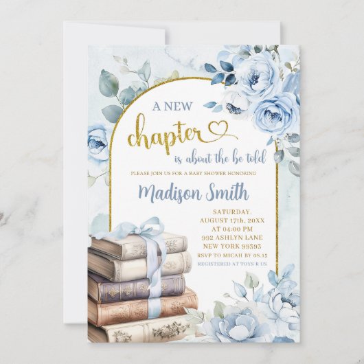 Invitation Baby shower à thème Blue Gold Boy (Devant)