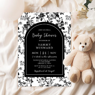Invitation Baby Shower à thème Chinoiserie Antique Noir