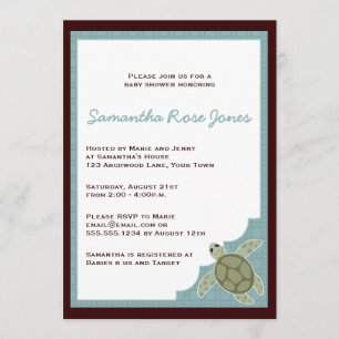 Invitation Baby shower à thème Cuisine Océane - Bleu et Brown